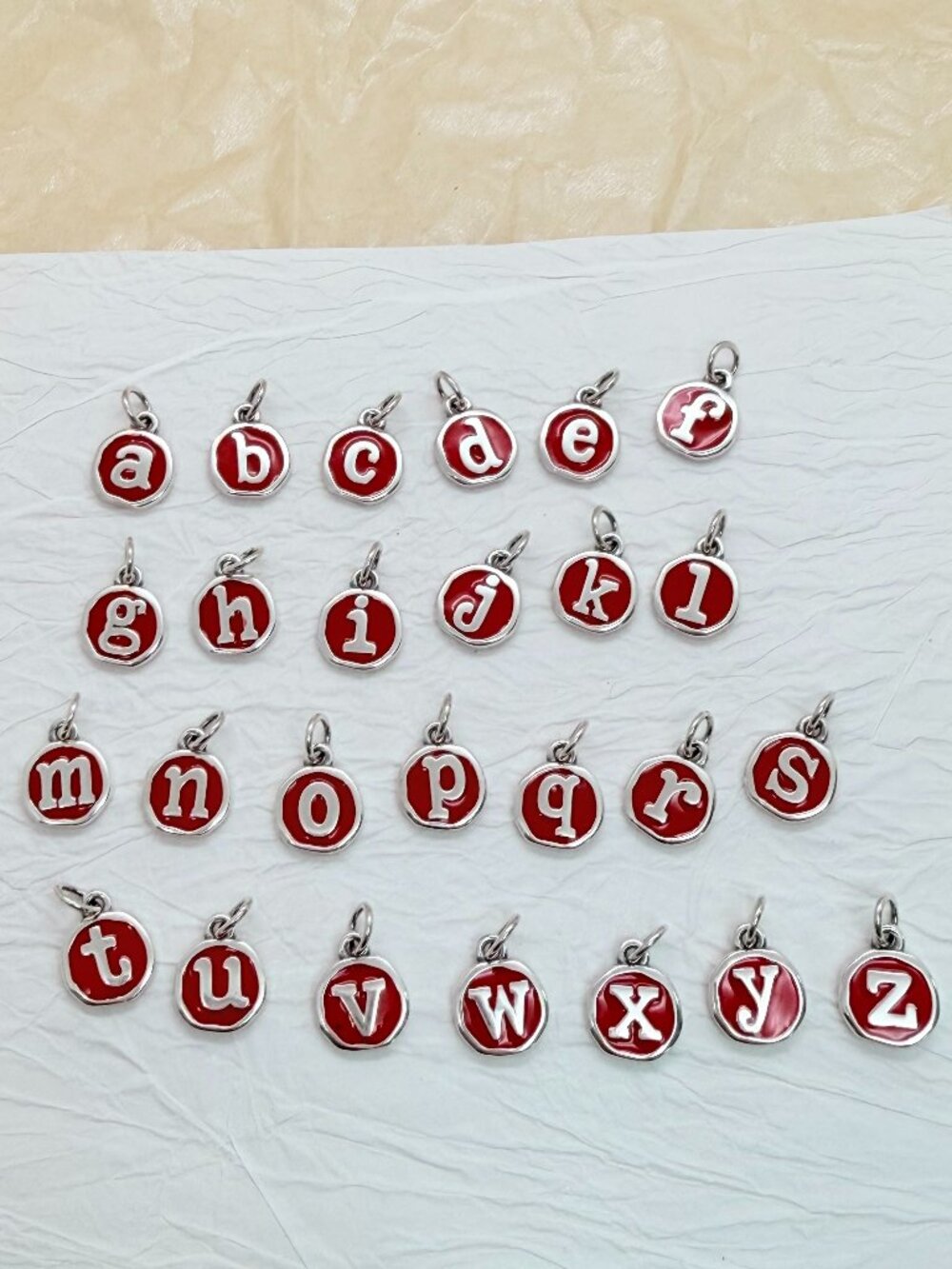 James Avery Enamel Red Initial Disc Charm Sterling Silver Letter Charm